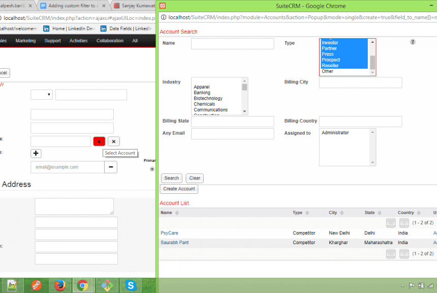 SugarCRM Popup Filter on  Relate/Relationship field